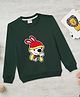 Zion Cotton Knit Full Sleeves Cute Dog Embroidered Light Winter Sweatshirt - Green