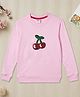 Zion Cotton Knit Full Sleeves Sequins Embellished Cherry Patch Detailed Light Winter Sweatshirt - Light Pink