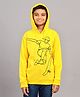 Zion Cotton Knit Full Sleeves Skater Printed Light Winter Hoodie - Yellow
