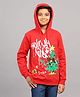 Zion Cotton Knit Christmas Theme Full Sleeves Christmas Tree Printed Light Winter Hoodie - Red