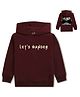 NUSYL Fleece Knit Full Sleeves Lets Wander Text Printed Light Winter Hoodie - Burgundy