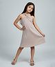 Taffykids Lurex Knit Sleeveless Solid Halter Neck Dress - Pink