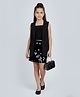 Taffykids Woven Sleeveless Solid Top & Skirt With Jacket Set - Black