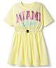 Primo Gino 100% Cotton Knit Half Sleeves Text Printed Fit & Flared Frock  - Yellow