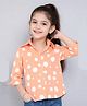 PinkChick Cotton Woven Full Sleeves Polka Dots Printed Shirt - Peach