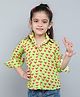 PinkChick Cotton Woven Full Sleeves Heart Printed Shirt - Limegreen