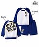 Bonfino Disney Terry Knit Full Raglan Sleeves T-Shirt & Shorts Set with Front & Back Mickey Mouse Graphic & Gold Glitter - Navy Blue