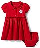 Babyhug Single Jersey Knit Half Sleeves Frock with Bloomer & Star Print - Red