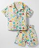 JASH KIDS Cotton Woven Half Sleeves Shirt & Shorts Co-ord Set With Tropical Print - Blue