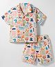 JASH KIDS Cotton Woven Half Sleeves Shirt & Shorts Co-ord Set With Tropical Print - Orange