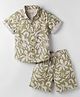 JASH KIDS Cotton Woven Half Sleeves Shirt & Shorts Co-ord Set With Leaf Print - Green