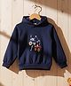 Cutiekins Fleece Knit Full Sleeves Tractor Printed Light Winter Hoodie - Navy Blue