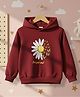 Cutiekins Fleece Knit Full Sleeves Floral & Butterflies  Printed Light Winter Hoodie - Maroon