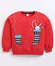Kidcity Cotton Looperknit Christmas Theme Full Sleeves Socks & Bunny Printed Light Winter Sweatshirt - Red