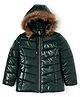 Okane Woven Full Sleeves Solid Padded Jacket - Dark Green