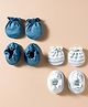 Bubble Pop Interlock Knit Mitten & Booties Set With Stripes Pack Of 2 - Navy Blue & White