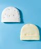 Bubble Pop Interlock Knit Cap With Star Print  Pack Of 2 Yellow & White - Diameter 9 cm