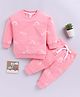 Clt.s Cotton Knit Full Sleeves Rainbow Printed Coordinating Night Suit Set - Pink