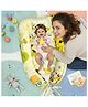 Bubzii Baby Sleeping Pod  Cotton Nest Bed with Giraffe Print  Soft Lightweight & Comfortable with Ribbon - Light Yellow