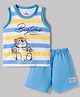 Child World Interlock Knit Sleeveless Animal Printed & Striped Tank T-Shirt & Shorts Ste - Light Blue