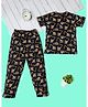 RAINE AND JAINE Cotton Knit Half Sleeves Tractor Printed  Coordinating Night Suit Set - Navy Blue
