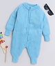 Little Angels Woollen Knit Full Sleeves Solid Romper - Blue