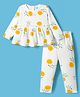 WOW Clothes Full Sleeves Co-ords Top & Leggings Set with Floral Print - Yellow & White