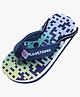 Toothless Geometric Designed  Flip Flops With Back Strap - Navy Blue