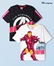 Honeyhap Marvel Single Jersey Knit Drop Shoulder Half Sleeves Oversized T-Shirts with Avengers Graphic Pack of 2 - Black & White