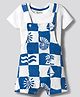 Bonfino 100% Cotton Knit Half Sleeves Beach Theme Printed Dunagree with T-Shirt - White