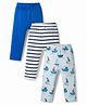 Bonfino Cotton Knit Full Length Diaper Leggings With Nautical Theme Print Pack Of 3 - Blue & White