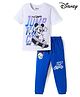 HoneyHap Disney Single Jersey Knit Half Sleeves T-Shirt & Lounge Pant Set with Mickey Mouse Graphic - Blue & White