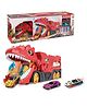 Happy Hues Dinosaur Car-Eating Truck Playset with Launcher & 2 Mini Racing Cars  Interactive Dino Chomping Toy for Kids-Gifts for Toddlers & Kids-Red