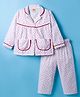 Dew Drops Poplin Woven Full Sleeves Co-ord Night Suit With Floral Print - Pink