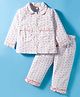 Dew Drops Poplin Woven Full Sleeves Co-ord Night Suit With Floral Print - Orange