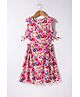 Kookie Kids Cotton Knit Sleeveless Frock With Floral Print - White