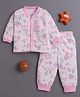 BUMZEE Cotton Knit Full Sleeves Floral Printed Coordinating Jhabla & Pyjama Set - Baby Pink