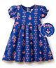 EARTHY TOUCH Single Jersey Knit Half Sleeves Ethnic Dress With Floral Print - Blue
