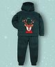Cherry Crumble By Nitt Hyman Hyman Knit Full Sleeves Reindeer Embroidered  Night Suit Set - Green