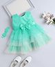 The Magic Wand Woven Sleeveless Bow Applique Detailed Tiered Dress With Headband - Aqua Blue