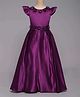 The Magic Wand Woven Cap Sleeves Stone Embellished Floral Applique Detailed Gown - Purple