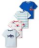 Bonfino 100% Cotton Knit Half Sleeves T-Shirts With Sea Life Print Pack Of 4 - Multicolor