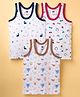 Simply Sinker Knit Sleeveless Vests With Animal Print Pack Of 3 - White