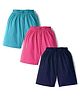 Simply Sinker Knit Shorts  with Polka Dots Print Pack of 3 - Navy Blue Fuchsia & Turquoise