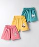 Simply Sinker Knit Shorts with Animal Graphic Pack of 3 - Mustard Turquoise & Dark Peach