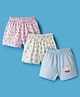 Simply Sinker Knit Shorts With Cherry Print Pack Of 3 - Light Blue Cream & Pink