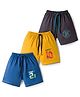 Simply Sinker Knit Shorts with Number Print Pack of 3 - Blue Yellow & Charcoal Grey