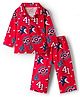 Honeyhap Marvel Single Jersey Knit Full Sleeves Co-ords Night Suit With Captain America Print - Red