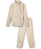 Sportking Knit Full Sleeves Clock Patch Detailed Winter Night Suit Set - Beige