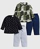 KUCHIPOO Cotton Knit Pack Of 2 Full Sleeves Leaves & Abstract Printed Coordinating Tee & Pant Set - Multi Colour